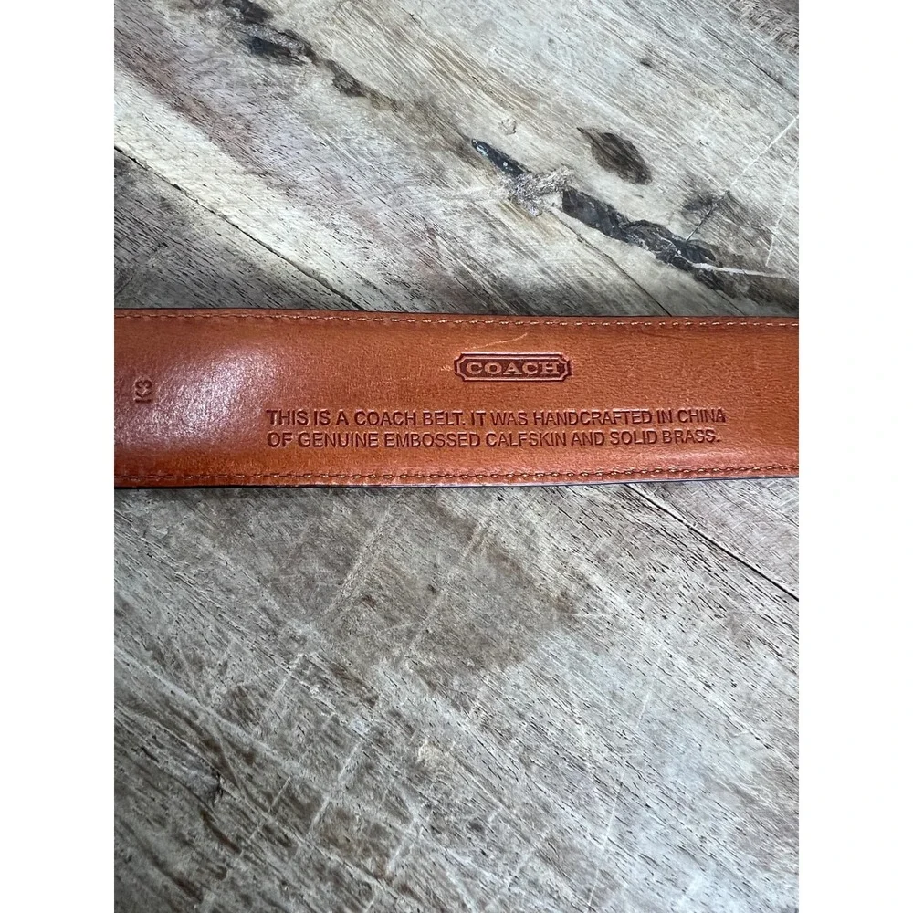 Coach Black Crocodile Embossed Leather Belt 3764 Silver Buckle 32 80cm
